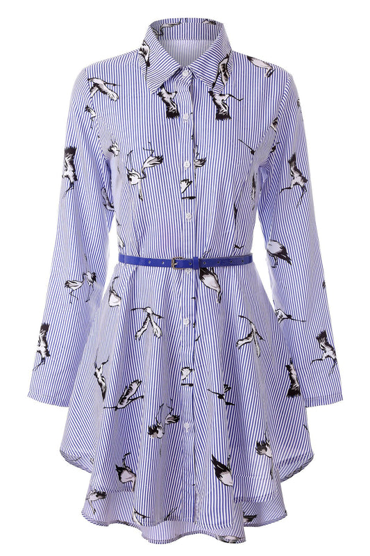 Abito Camicia Luxury Donna a Maniche Lunghe con Cintura